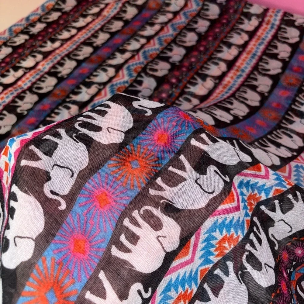 Vibrant Elephant Pattern Scarf